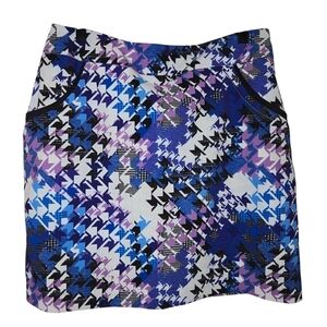 EP NY Womens Multi Textural Houndstooth Print Preppy Golf Skort Size Medium